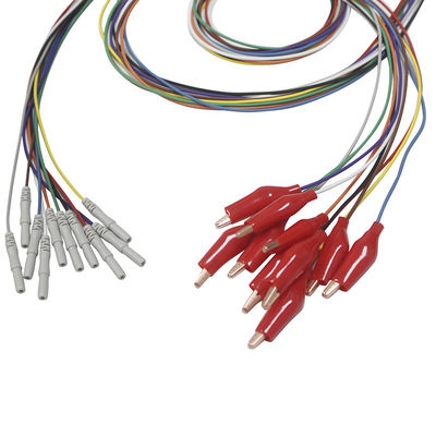 Din 1.5mm gaya Grabber dengan cangkang luar Lembut Klip Buaya Elektroda EEG Berlapis emas EEG EMG Kabel Utama Elektroda