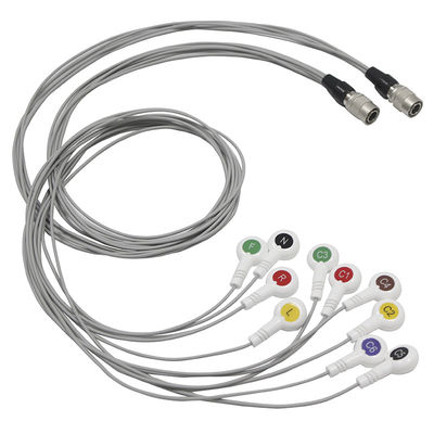 TPU ECG Holter Cable Shanghai Quntian Dan Leadwires 10 Lead IEC Snap