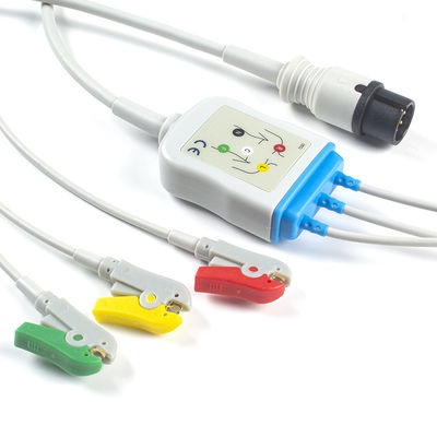 Kabel EKG AAMI 6Pin Dan Leadwires 3 Konektor Klip IEC Kabel EKG
