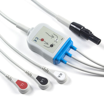 Kontron 125 128 VSM510 Kabel ECG dan Leadwires 3Lead AHA Snap 7Pin Connector ECG Cable
