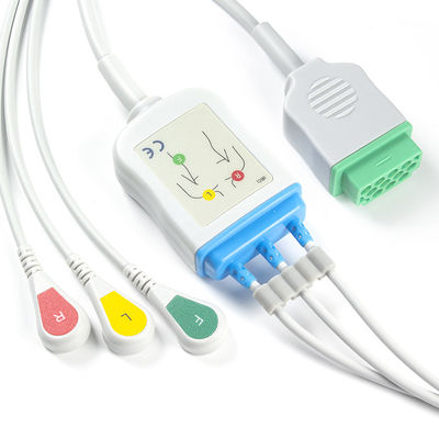 GE Marquette 2021141-002 2001292-001 Kabel ECG dan Leadwires 3 Lead IEC snap Konektor 11pin Kabel ECG