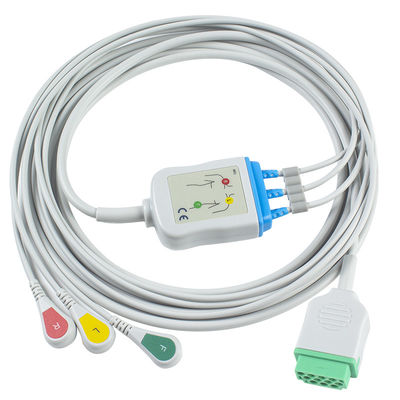 GE Marquette 2021141-002 2001292-001 Kabel ECG dan Leadwires 3 Lead IEC snap Konektor 11pin Kabel ECG