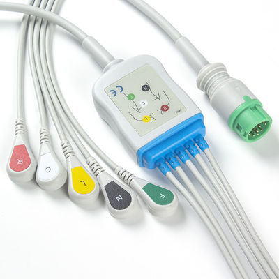 Mindray Datascope 040-000963-00 EA6252B Kabel EKG dan kabel utama Konektor 12pin Kabel EKG 5 Lead IEC snap