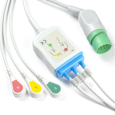 Nihon Kohden Kabel ECG dan Leadwires CB-72353P Konektor 11pin OEC-6102A Kabel ECG 3 Lead IEC snap