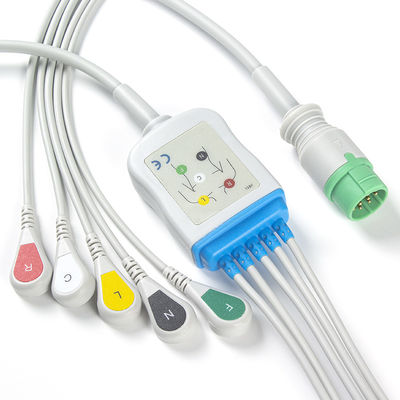 Mennen ECG Cable dan Leadwires 5 Lead IEC Clip 12Pin Connector ECG Cable