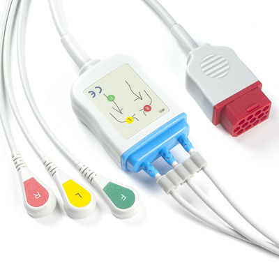 Bionet Model Baru BM3 BM5 Kabel ECG dan Leadwires Snap ECG Cable 3 Lead IEC 12 pin Connector