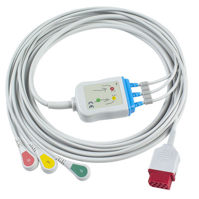 Bionet Model Baru BM3 BM5 Kabel ECG dan Leadwires Snap ECG Cable 3 Lead IEC 12 pin Connector