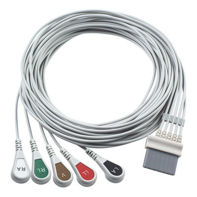Kabel EKG Schiller dan Leadwires 7pin Connector ECG Kabel 5 Lead IEC snap grabber