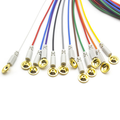 Elektrod EEG Din 1.5 Lapisan Emas Warna-warni EEG Leadwires Elektrod 1.5Meter 10pcs per set