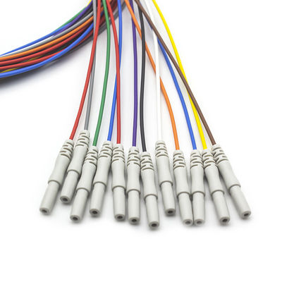 Elektrod EEG Din 1.5 Lapisan Emas Warna-warni EEG Leadwires Elektrod 1.5Meter 10pcs per set