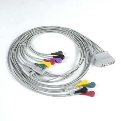 Kompatibel untuk PH Telemetry Holter ECG 10Lead ECG Kabel Holter IEC Snap
