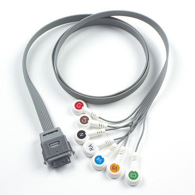 7Lead EKG Holter Kabel TPU Bahan IEC Snap Kompatibel untuk Edan Biomedis Instrumen