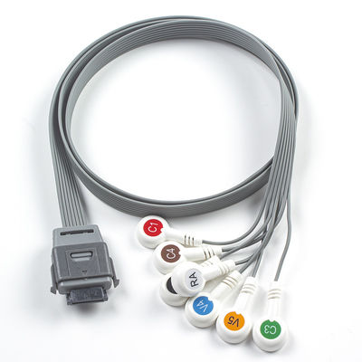 7Lead EKG Holter Kabel TPU Bahan IEC Snap Kompatibel untuk Edan Biomedis Instrumen