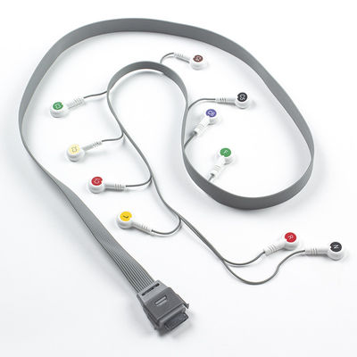 Grey 10 Lead ECG Holter Kabel Kompatibel untuk Edan Biomedis Instrumen IEC Snap