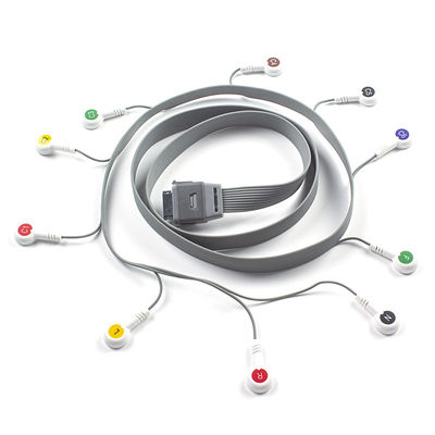 Grey 10 Lead ECG Holter Kabel Kompatibel untuk Edan Biomedis Instrumen IEC Snap