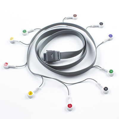 Grey 10 Lead ECG Holter Kabel Kompatibel untuk Edan Biomedis Instrumen IEC Snap