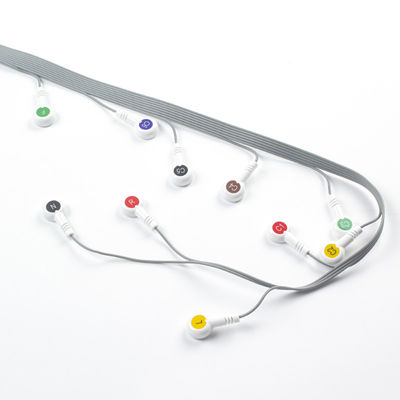 Grey 10 Lead ECG Holter Kabel Kompatibel untuk Edan Biomedis Instrumen IEC Snap