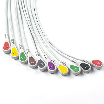 Kompatibel P-Hilips Trim 10Lead ECG Kabel IEC Snap untuk PageWriter Trim I, PageWriter Trim II
