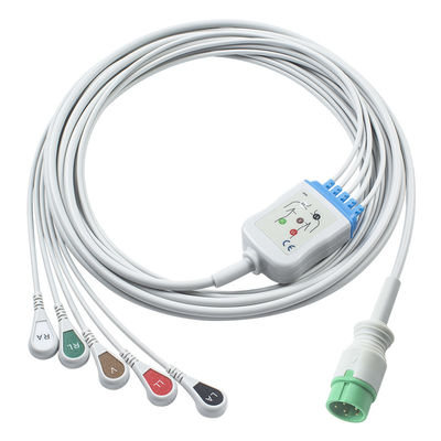 Grey Kompatibel IVY 5Lead ECG Kabel AHA Snap 1m 3,0 diameter