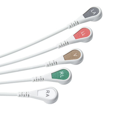 Grey Kompatibel IVY 5Lead ECG Kabel AHA Snap 1m 3,0 diameter