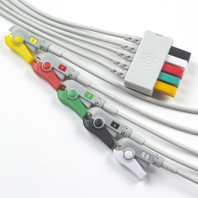 S-iemens Patient Cable ECG 5 Lead S-iemens IEC Grabber ECG Lead untuk Dewasa atau Pediatrik dalam Warna Abu-abu