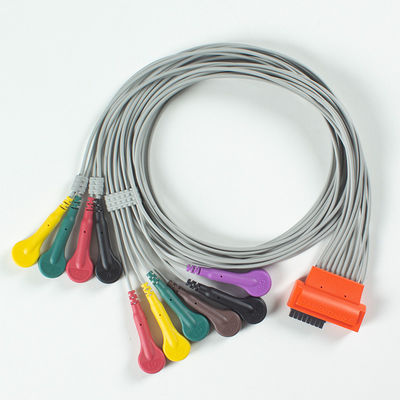 Kompatibel Kardioline Touch EKG 10Lead ECG Kabel IEC Snap dengan TPU abu-abu dan oranye