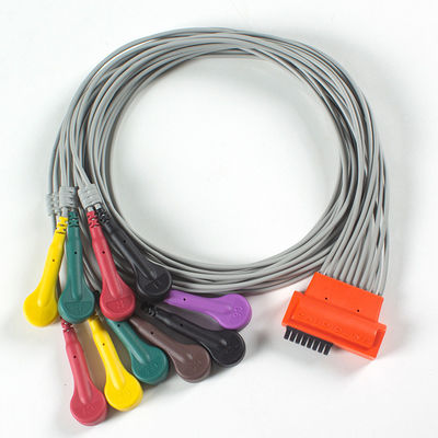 Kompatibel Kardioline Touch EKG 10Lead ECG Kabel IEC Snap dengan TPU abu-abu dan oranye
