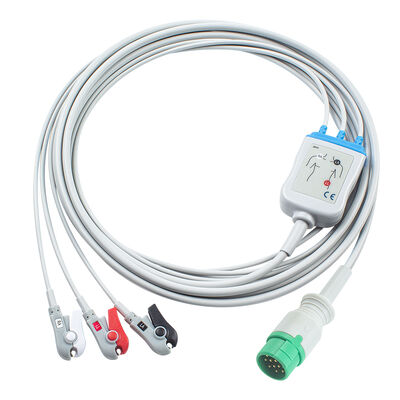 Emtel Fx2000 Kabel EKG dan Leadwires 12pin Connector ECG Kabel 3 5 Lead IEC AHA Snap Grabber Clip