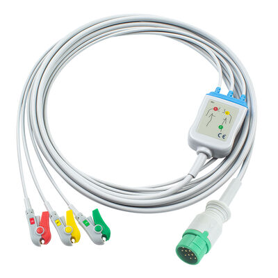 Emtel Fx2000 Kabel EKG dan Leadwires 12pin Connector ECG Kabel 3 5 Lead IEC AHA Snap Grabber Clip