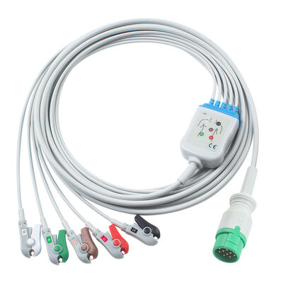 Emtel Fx2000 Kabel EKG dan Leadwires 12pin Connector ECG Kabel 3 5 Lead IEC AHA Snap Grabber Clip