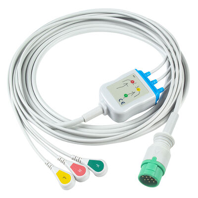 Emtel Fx2000 Kabel EKG dan Leadwires 12pin Connector ECG Kabel 3 5 Lead IEC AHA Snap Grabber Clip