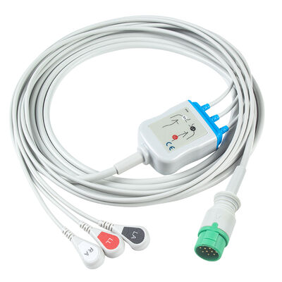 Emtel Fx2000 Kabel EKG dan Leadwires 12pin Connector ECG Kabel 3 5 Lead IEC AHA Snap Grabber Clip