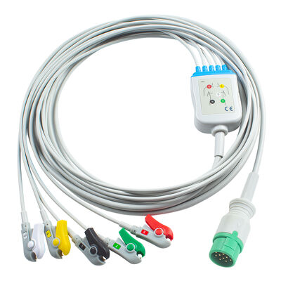 Emtel Fx2000 Kabel EKG dan Leadwires 12pin Connector ECG Kabel 3 5 Lead IEC AHA Snap Grabber Clip