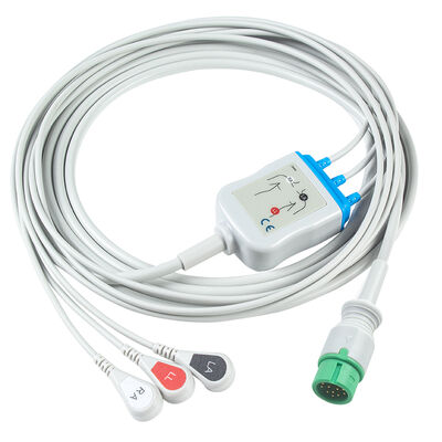 Ecomed Kabel EKG dan Leadwires 12pin Connector ECG Kabel 3 5 Lead IEC AHA Snap Grabber Clip