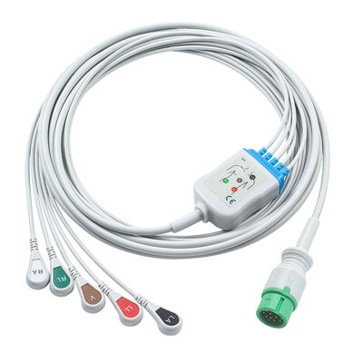 Ecomed Kabel EKG dan Leadwires 12pin Connector ECG Kabel 3 5 Lead IEC AHA Snap Grabber Clip