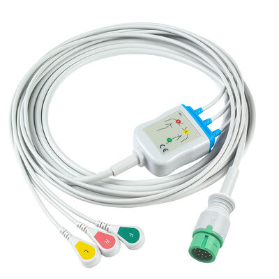 Ecomed Kabel EKG dan Leadwires 12pin Connector ECG Kabel 3 5 Lead IEC AHA Snap Grabber Clip
