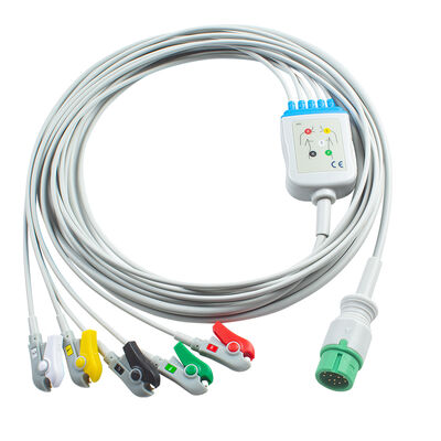 Ecomed Kabel EKG dan Leadwires 12pin Connector ECG Kabel 3 5 Lead IEC AHA Snap Grabber Clip