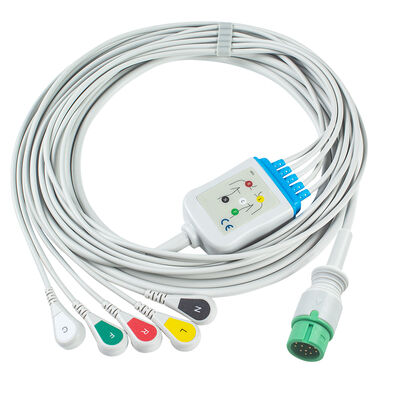 Ecomed Kabel EKG dan Leadwires 12pin Connector ECG Kabel 3 5 Lead IEC AHA Snap Grabber Clip