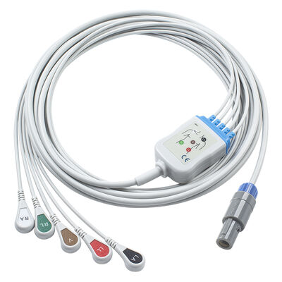 Kabel EKG Lemo 6Pin Epsilon dan Leadwires Kabel EKG 3 5 Lead IEC AHA Snap Grabber Clip