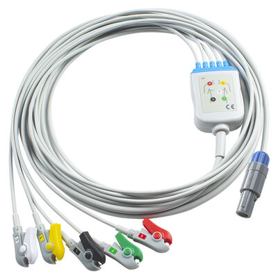 Kabel EKG Lemo 6Pin Epsilon dan Leadwires Kabel EKG 3 5 Lead IEC AHA Snap Grabber Clip