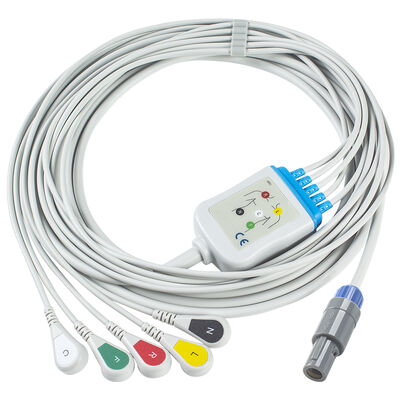 Kabel EKG Lemo 6Pin Epsilon dan Leadwires Kabel EKG 3 5 Lead IEC AHA Snap Grabber Clip