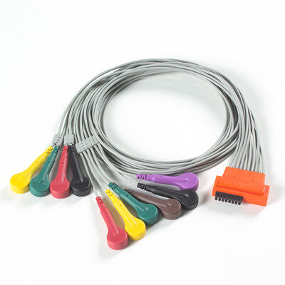 Kabel EKG Holter 10 Sadapan Kompatibel Cardioline TouchECG HD+ dengan Bahan TPU dan Kode Warna IEC