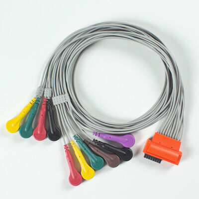 Kabel EKG Holter 10 Sadapan Kompatibel Cardioline TouchECG HD+ dengan Bahan TPU dan Kode Warna IEC