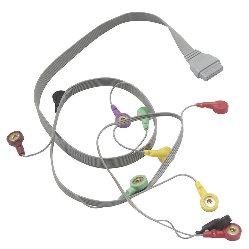 Edan SE-2003 SE-2012 Holter ECG Cable Kabel Pasien 10 Lead IEC Snap Electrode Leads