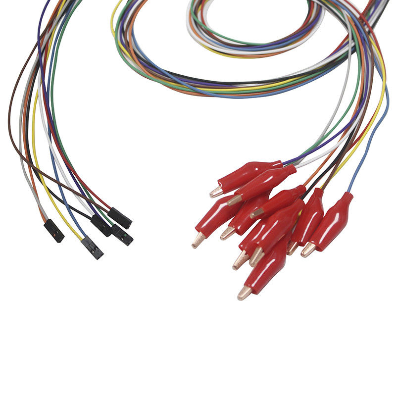 DuPont 2 Pin Plug Grabber dengan kulit luar yang lembut Elektroda EEG Kabel Timbal Berlapis emas EEG kawat Timah Elektroda