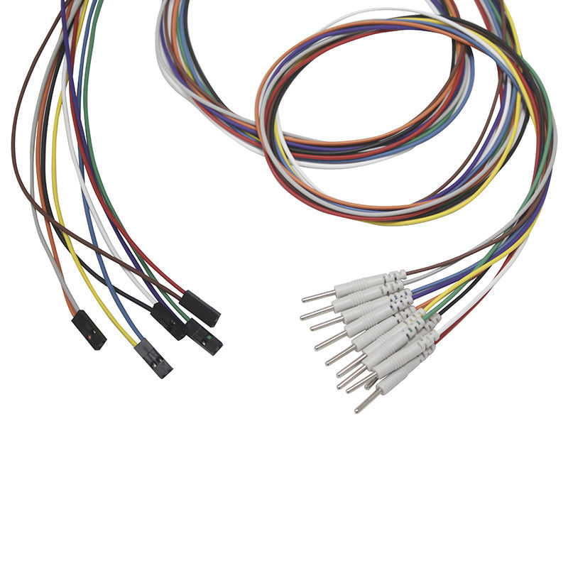 DuPont EEG Electrodes 2 Pin Plug To 2.00 Mm Pin Leadwires Berlapis Emas EEG EMG Lead Wire Electrode