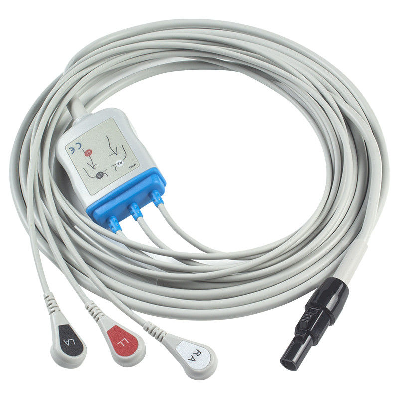 Kontron 125 128 VSM510 Kabel ECG dan Leadwires 3Lead AHA Snap 7Pin Connector ECG Cable
