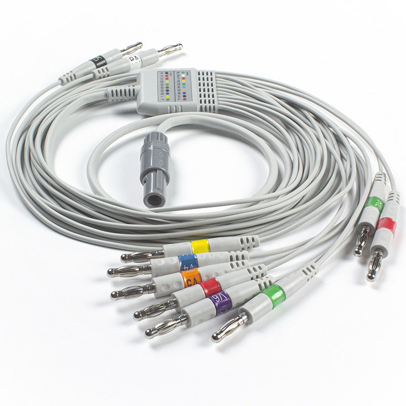 Welch Allyn RE-PC-AHA-BAN SE-PRO-600 EKG Cable Dan Leadwires 14 Pin IEC Banana 4.0
