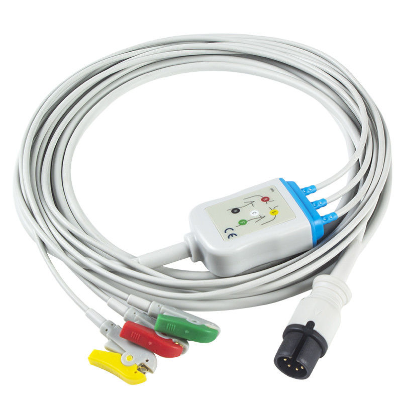 Kabel EKG AAMI 6Pin Dan Leadwires 3 Konektor Klip IEC Kabel EKG