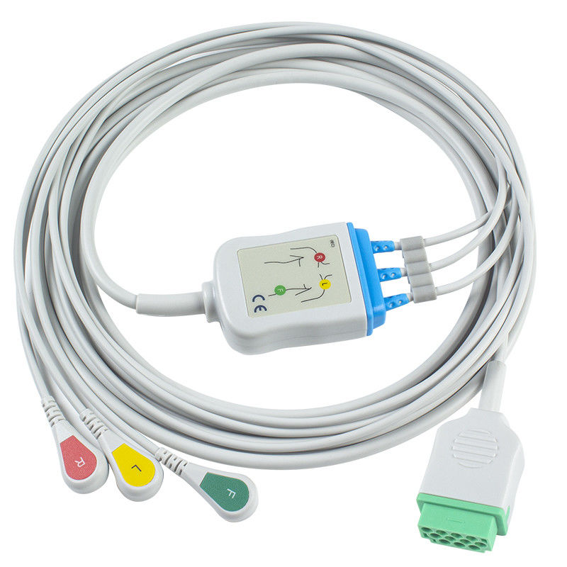GE Marquette 2021141-002 2001292-001 Kabel ECG dan Leadwires 3 Lead IEC snap Konektor 11pin Kabel ECG